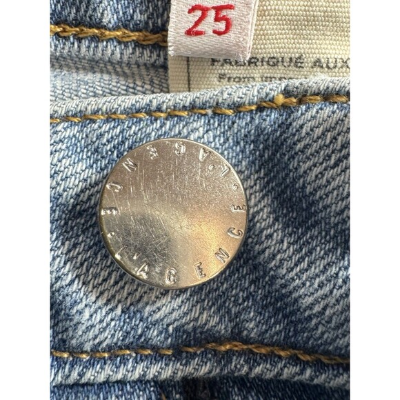 L’Agence  High Rise Straight Leg Light Wash Destroyed Knee Jeans Size 25 - Picture 10 of 12